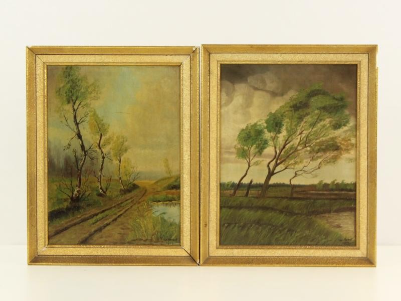 2 Knappe werken van Jos Haest 1949-'50 - olie op doek en paneel