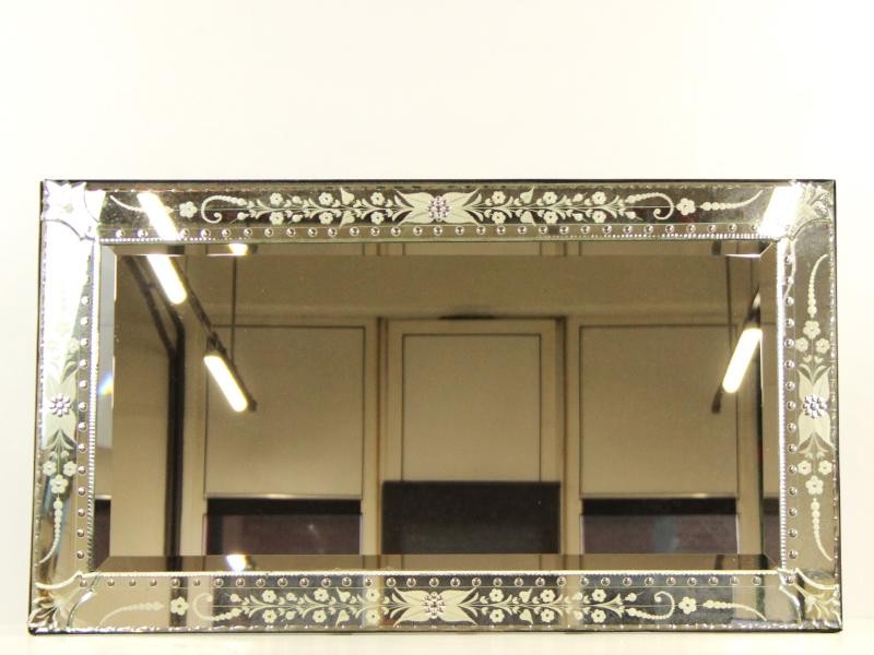 Knappe antieke spiegel met Venetiaans, geslepen glas
