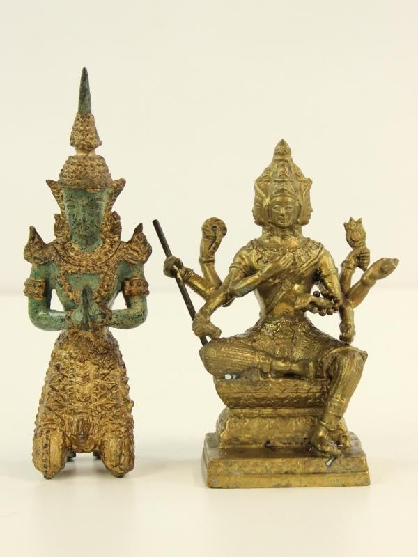 Vintage Boeddha en Brahma bronzen/messing beeldjes