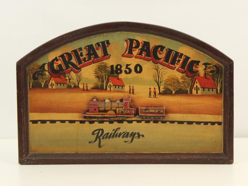 Tof houten paneel 'Great Pacific Railways - 1850'
