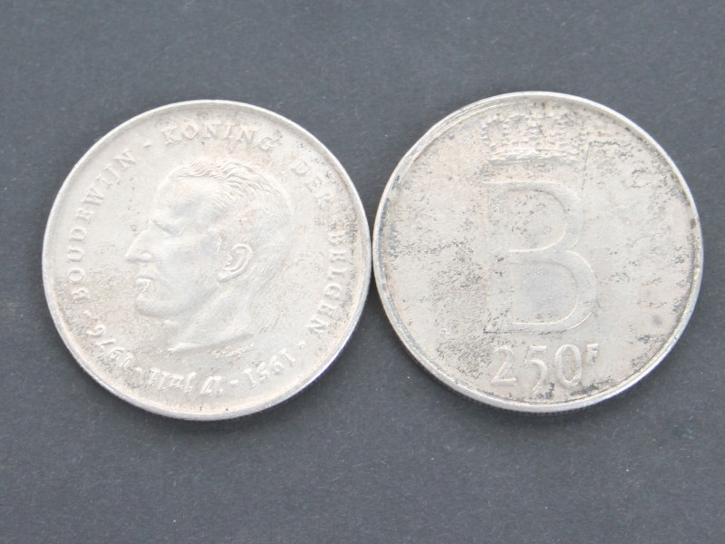 Koppel munten - 250 Belgische Frank - Boudewijn