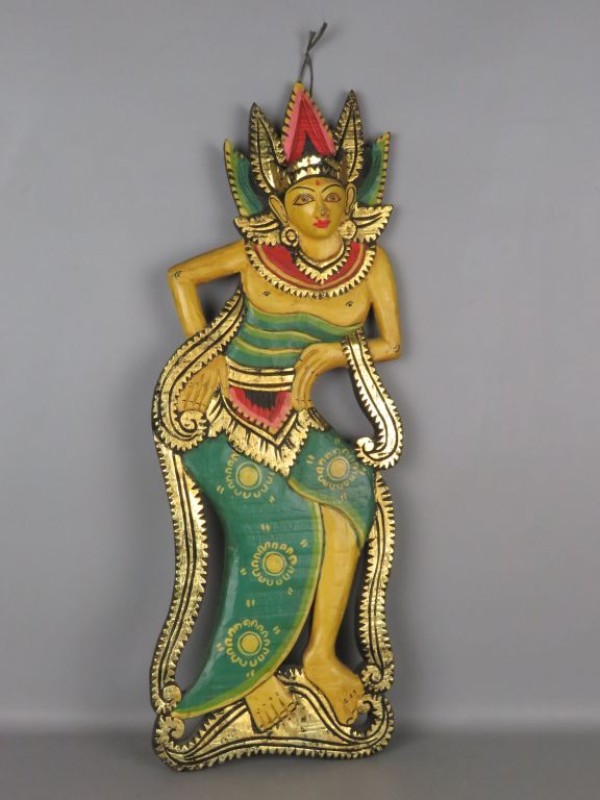 Houten kunstwerk "Dansende Balinese vrouw"