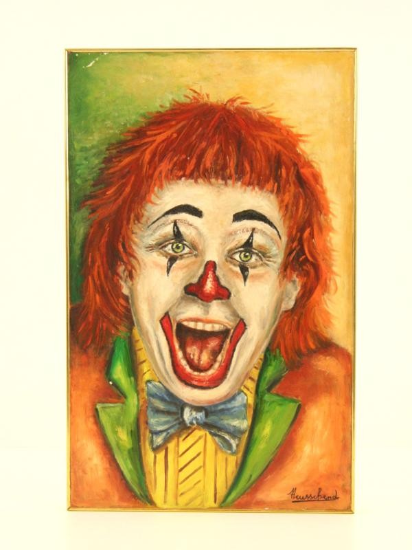 Lachende Clown - Olieverf op paneel
