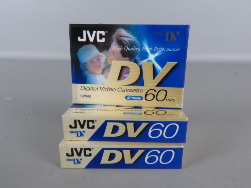 Drie Mini DV digitale videocassettes