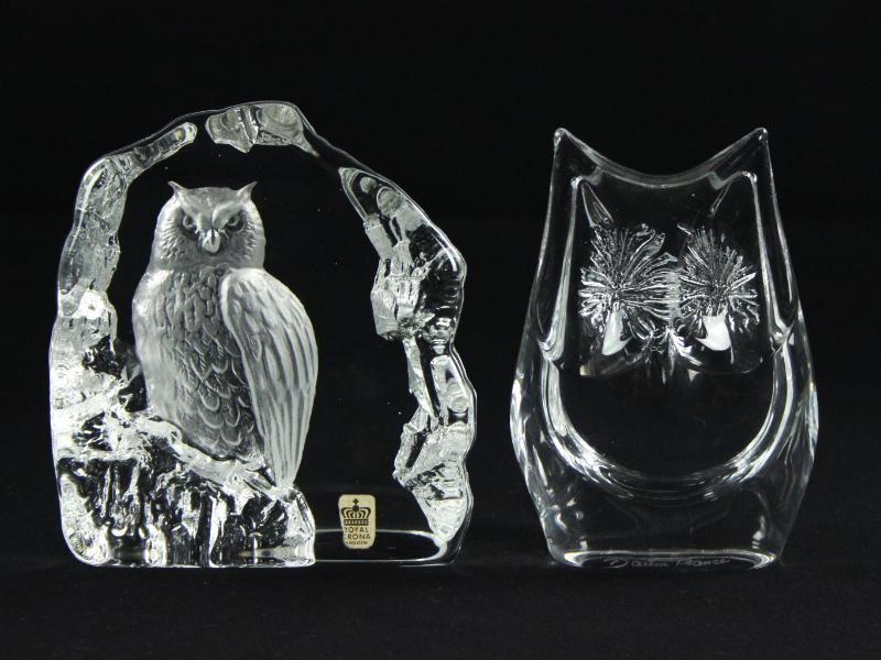 2 kristallen uilen - Royal Krona & Daum