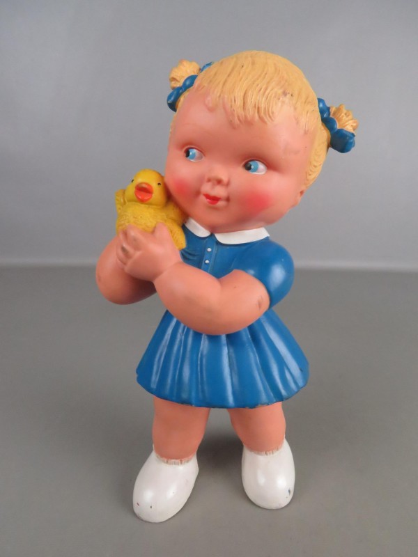 Vintage pop "Meisje met eend" piepspeeltje