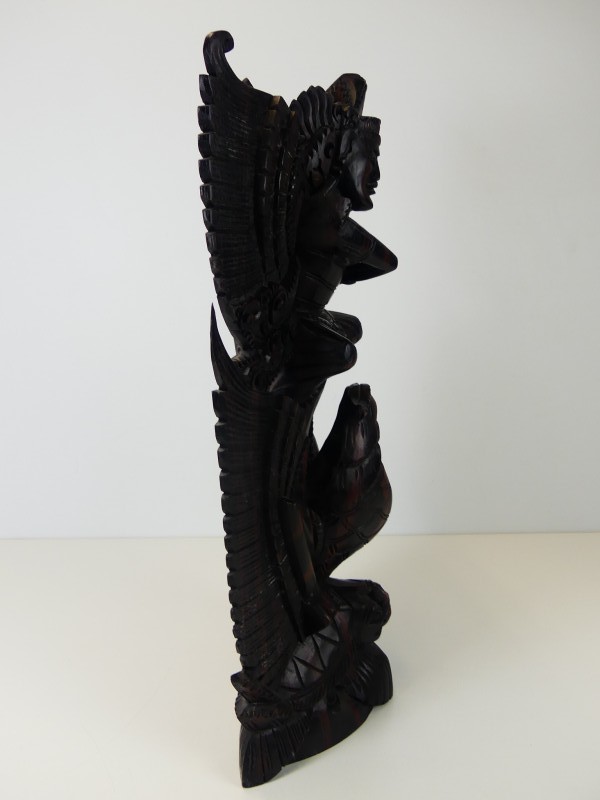 Vintage handgesneden beeld van Lord Vishnu/Garuda/Schildpad