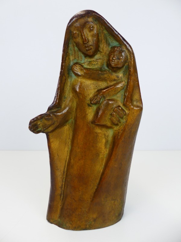 Bronzen beeld Madonna met kind