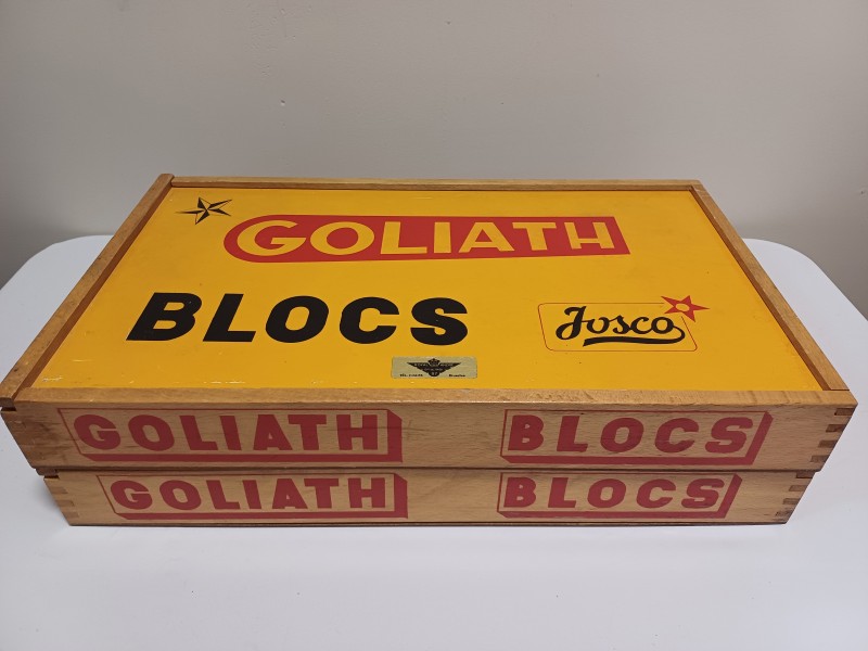 Vintage houten blokken Goliath