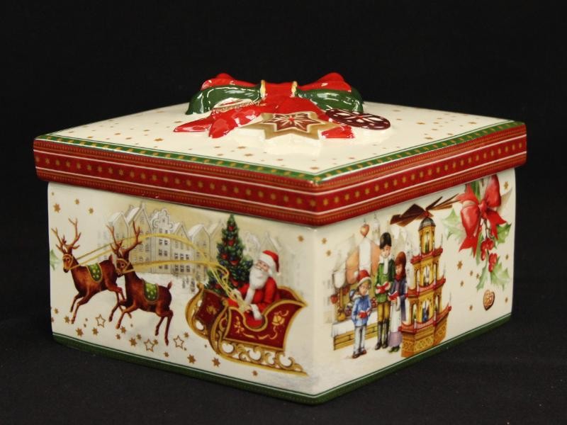 Porseleinen koekjesdoos met vintage kerstthema- Villeroy en Boch