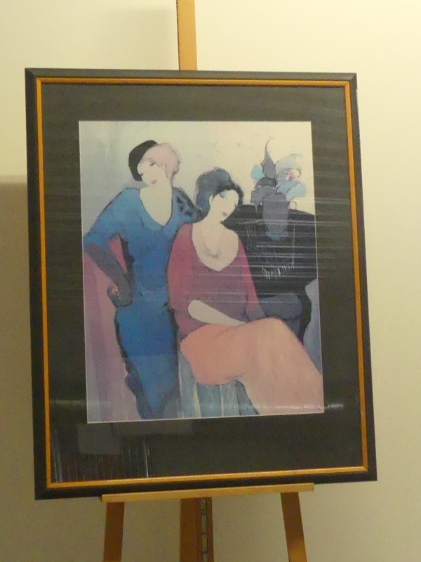 Itzchak Tarkay ''Waiting'' Print - Groot kader met glas