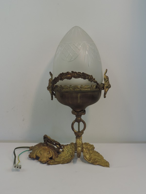 Vintage plafondlamp van geslepen glas