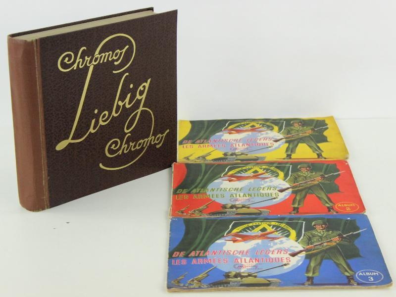 Vintage Chromo's Liebig + 3 albums de atlantische legers Meurisse