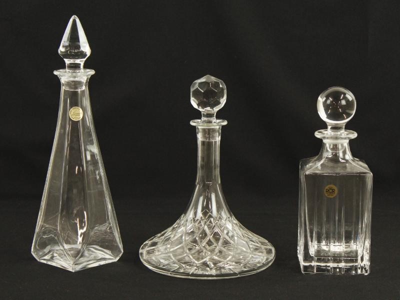 Lot van 3 Karaffen - Kristal en Glas