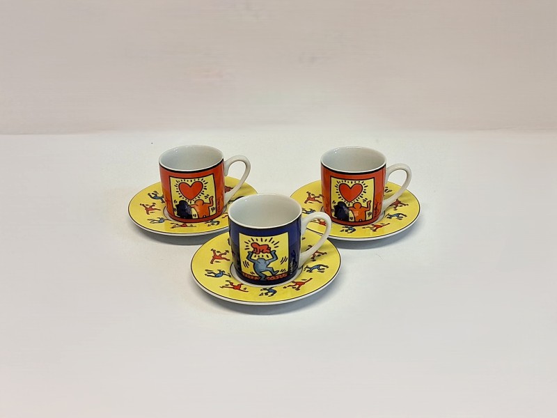 Keith Haring Espresso kop en schotel Stijl 2, jaren '80 Popart
