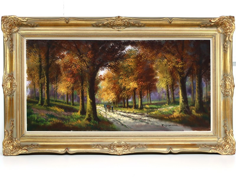 Zeer groot schilderij olieverf op canvas - R. Staelens