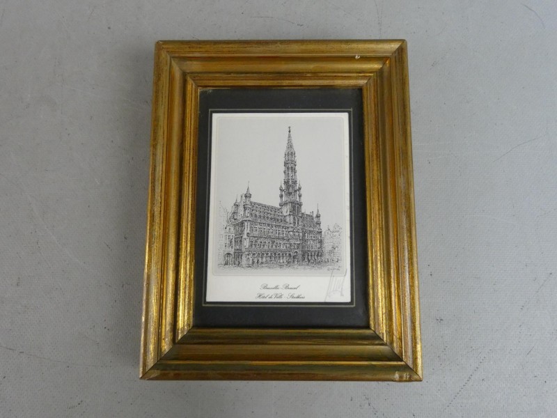 Originele zeefdruk Stadhuis Brussel - Willy Van De Velde (1986)