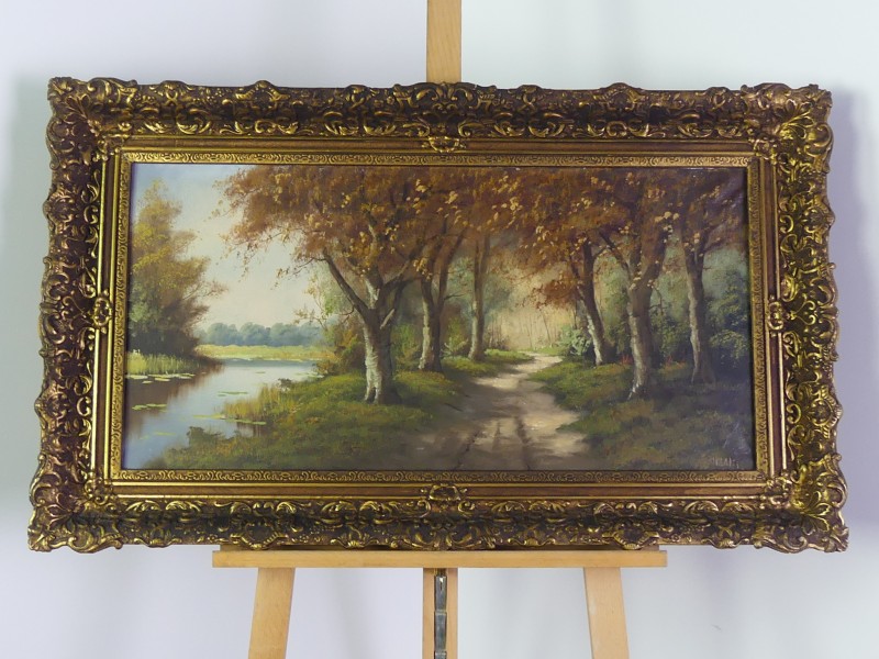 Olieverfschilderij – Boslandschap met Berken