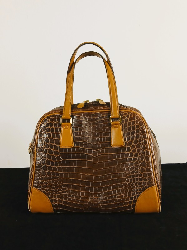 Luxe Vintage Handtas – Echt Leer met Croco Print - merk Paname.
