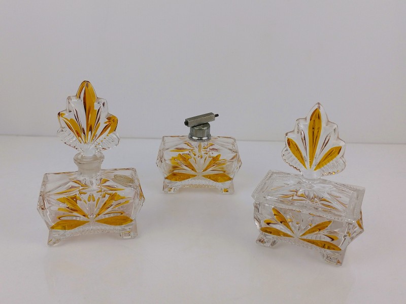 Kristallen parfum- en toiletset van Ernst Buder, ca. 1960