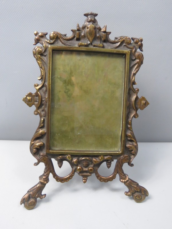Antieke bronzen fotolijst met staander