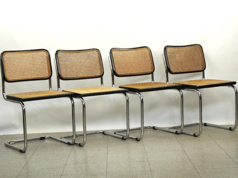 Set van 4 Cesa Webbing stoelen ontworpen naar Marcel Breuer voor Thonet