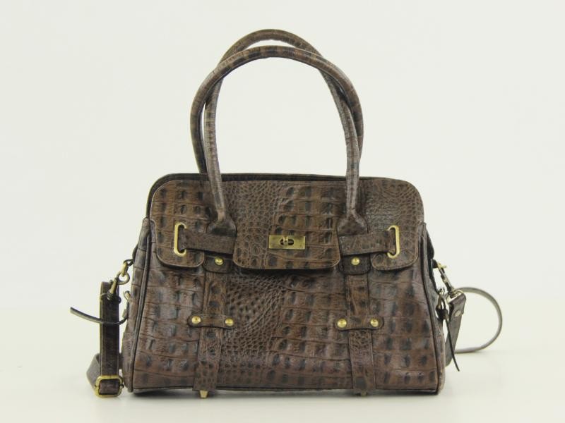 Chique bruine Crinkles handtas met krokodillenprint – vintage charme