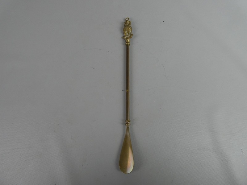 Messing Schoenlepel met Uil Handvat