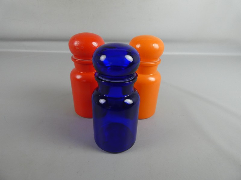 3 Gekleurde apotheker potten