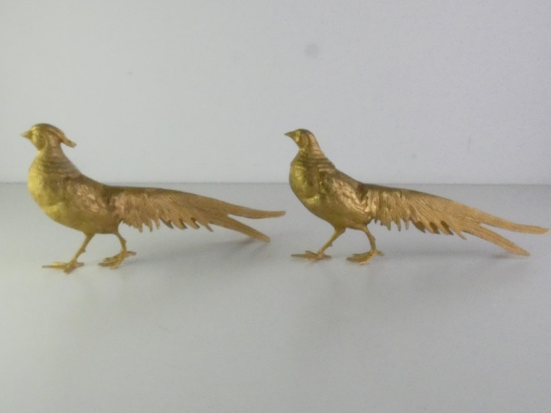 Vintage metalen fazanten – set van 2