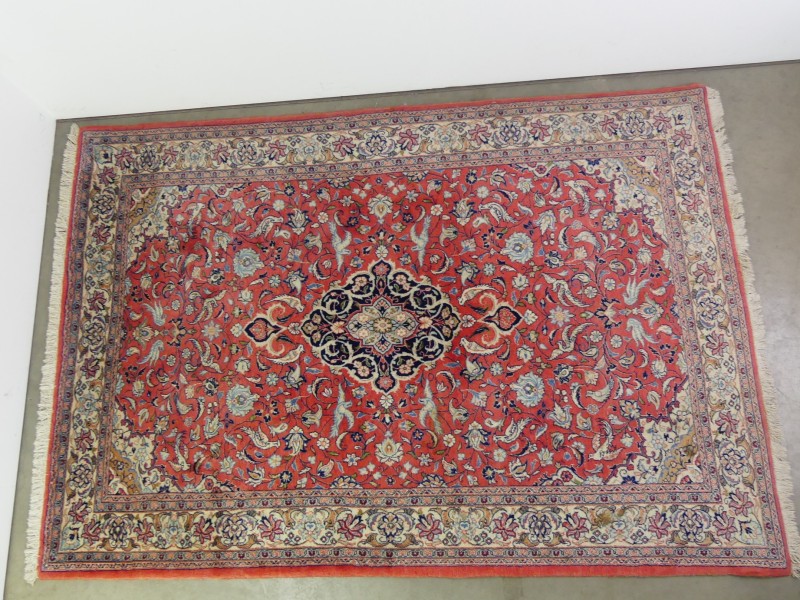 Handgeweven Kashan/Perzisch Tapijt van Zuiver Wol (135x195 cm)