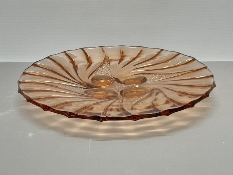 Art Deco fruitschaal in roze glas - jaren '30