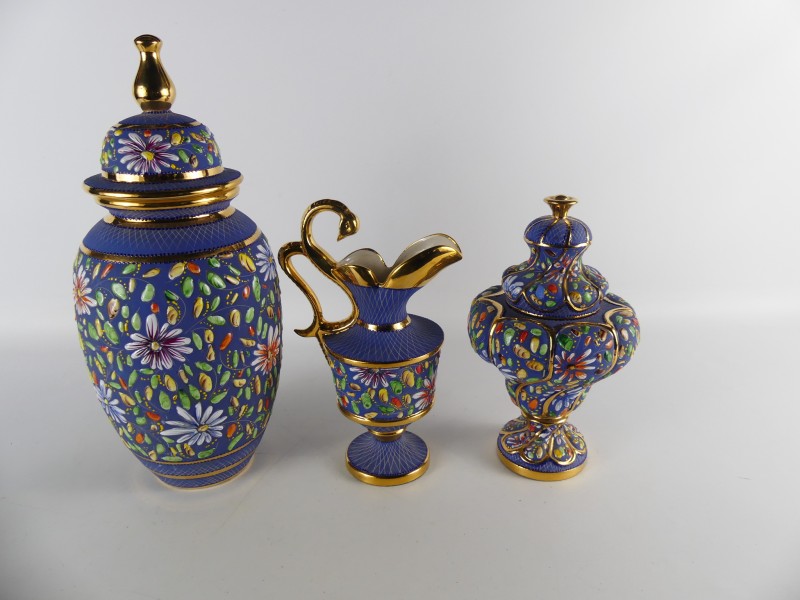 Oogverblindende vintage keramische vaasset ​​- Hubert Bequet - 1940's