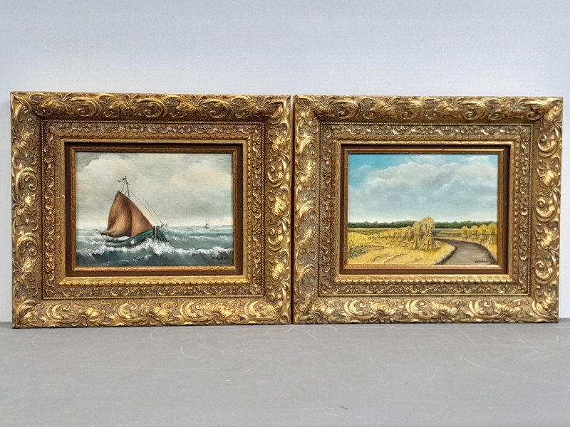 Twee olieverfschilderijtjes - Denise Verbeken (1987)