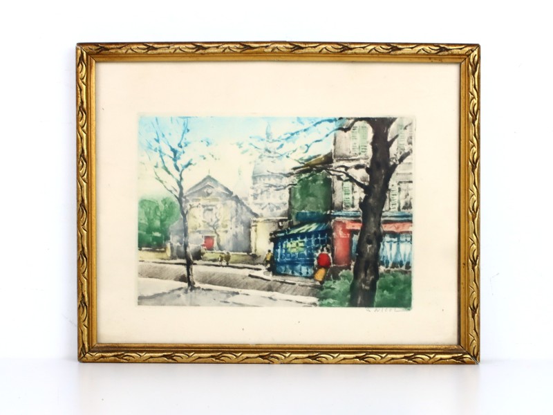 Grafisch werk aquarel 'Jean Nicol' - Parijs