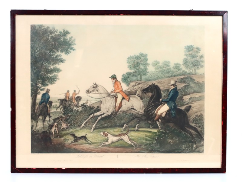 Antieke kopergravure – “La Chasse au Renard"