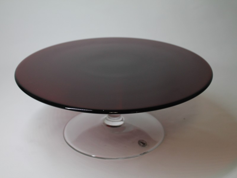 Handgemaakte, glazen Taartschaal (Art. 3229)