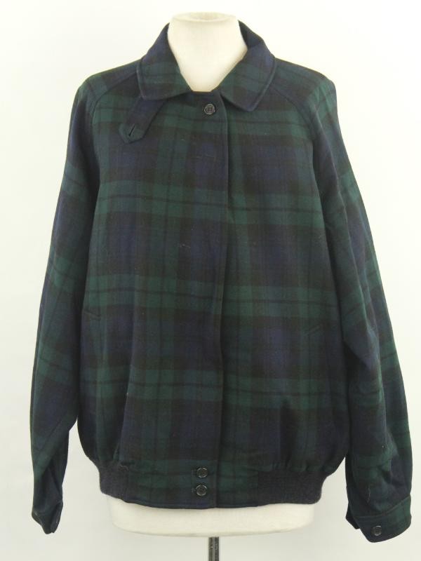 Elegant en sportief wollen bomberjasje met blauw- groen ruitpatroon Burberry 's