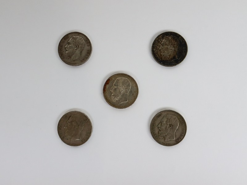 5 zilveren muntstukken Leopold II