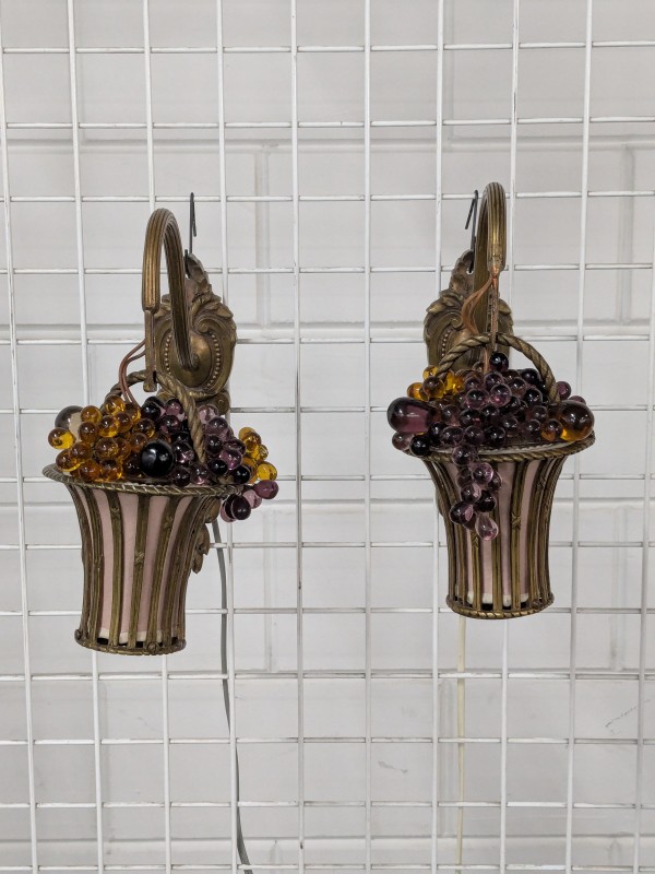 Vintage wandlampen met druiven – set van 2
