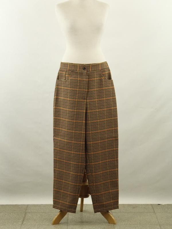 Geruite geklede damesbroek in herfstkleuren in Virgin wol en polyestermix Missoni