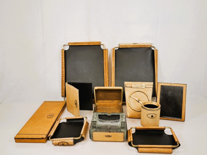 Vintage bureau accessoires set – Caracciola W. Germany – lederlook.