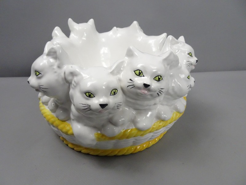 Vintage keramische katten schaal
