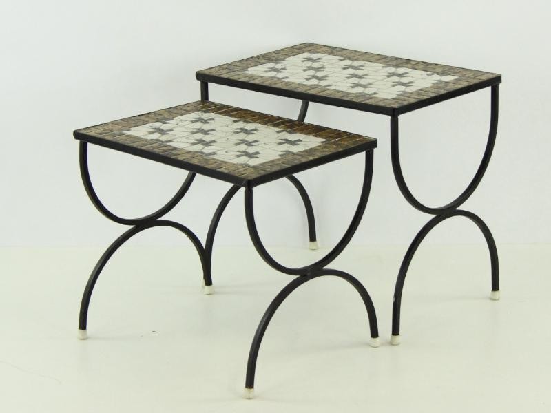 Set van 2 mozaïek bijzettafeltjes | ca. jaren 1960–1970