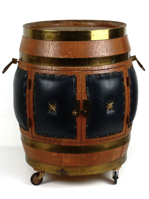 Vintage Frans eiken Barrel Cabinet