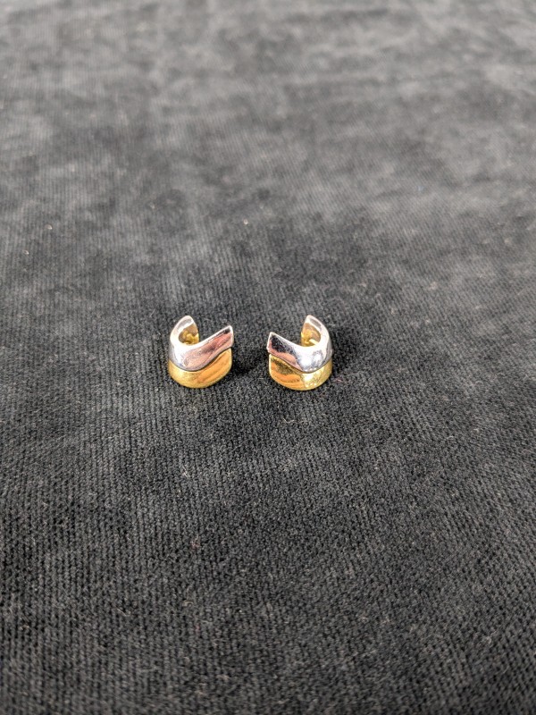 18 karaat gouden oorbellen (750) – 7,4 gram – tweekleurig goud/witgoud