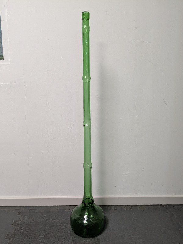 Vintage groene glazen pijpvaas – bamboe model