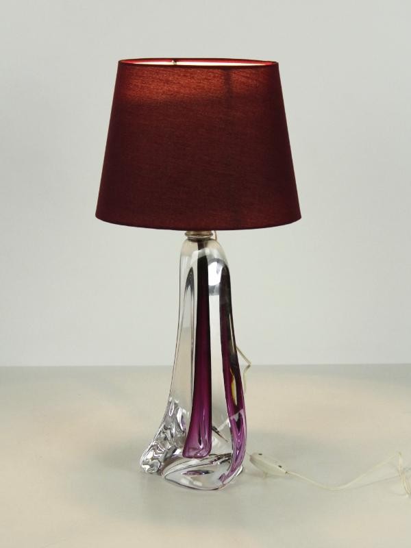 Val Saint Lambert paarse Swirl tafellamp