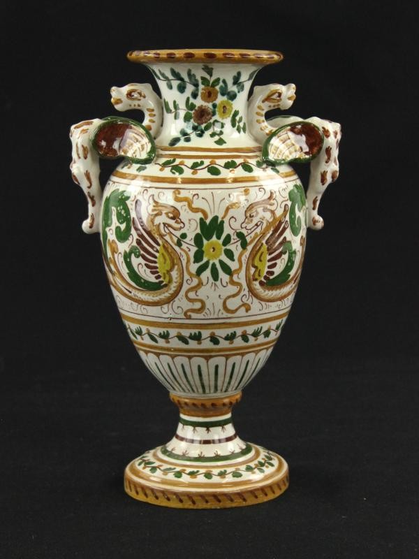 Handbeschilderde Italiaanse majolica vaas – Rubboli Alberto, Gualdo Tadino
