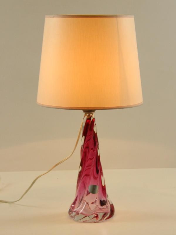 Val Saint Lambert fuchsia roze tafellamp